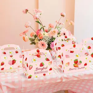 Strawberry Party Decorations,Berry First Birthday Party Favors,Sweet Strawberry Treat Box Candy Goodies Bags for Strawberry 1st Birthday One Year Old Girl Birthday Decorations Supplies Set Gifts