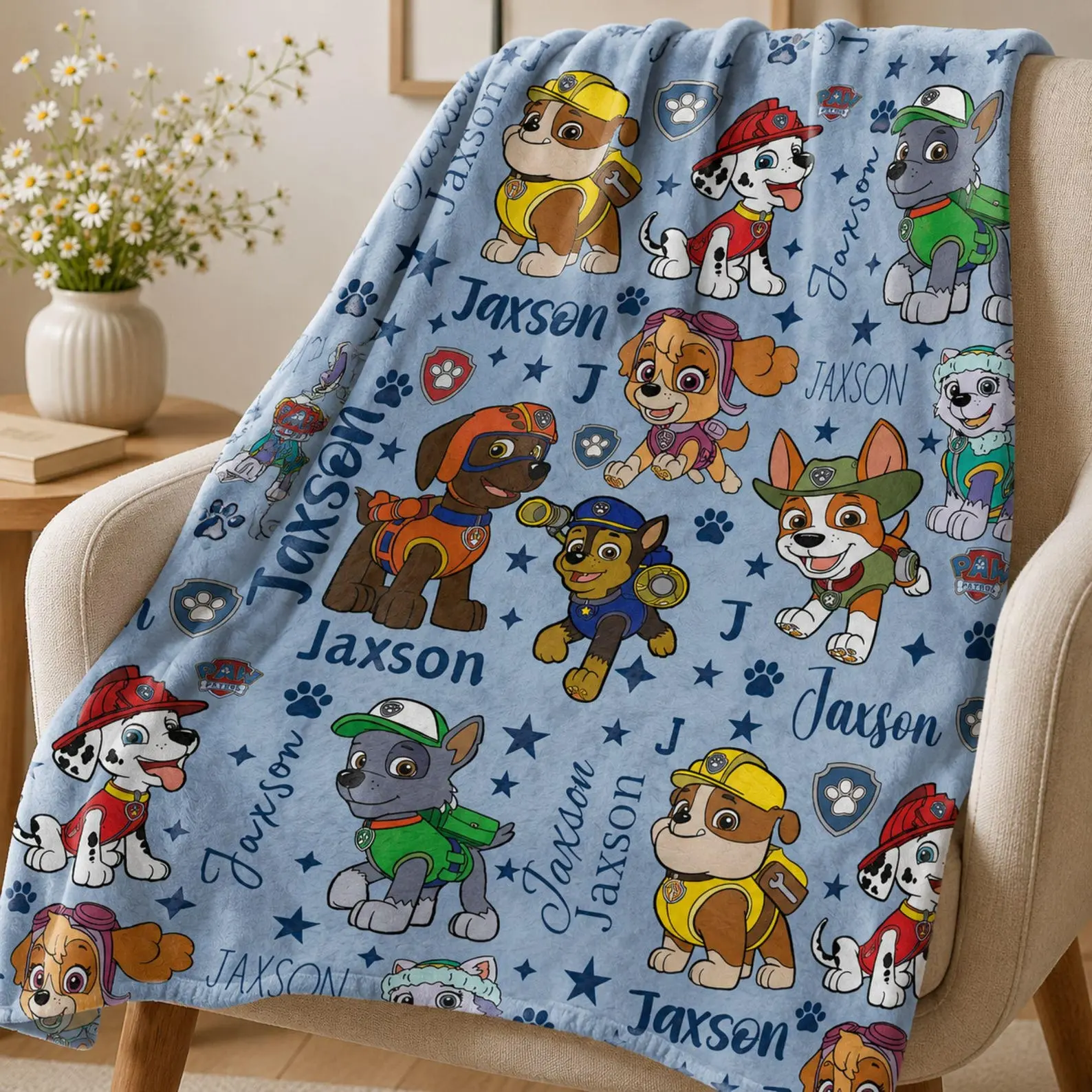 Custom Paw Patrol Blanket, Paw Patrol Blanket Toddler, Baby Blanket, Baby Shower Gift, Baby Gift, Personalized Blanket