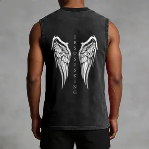 Jesus Is King Angel Wings Washed Tank Top