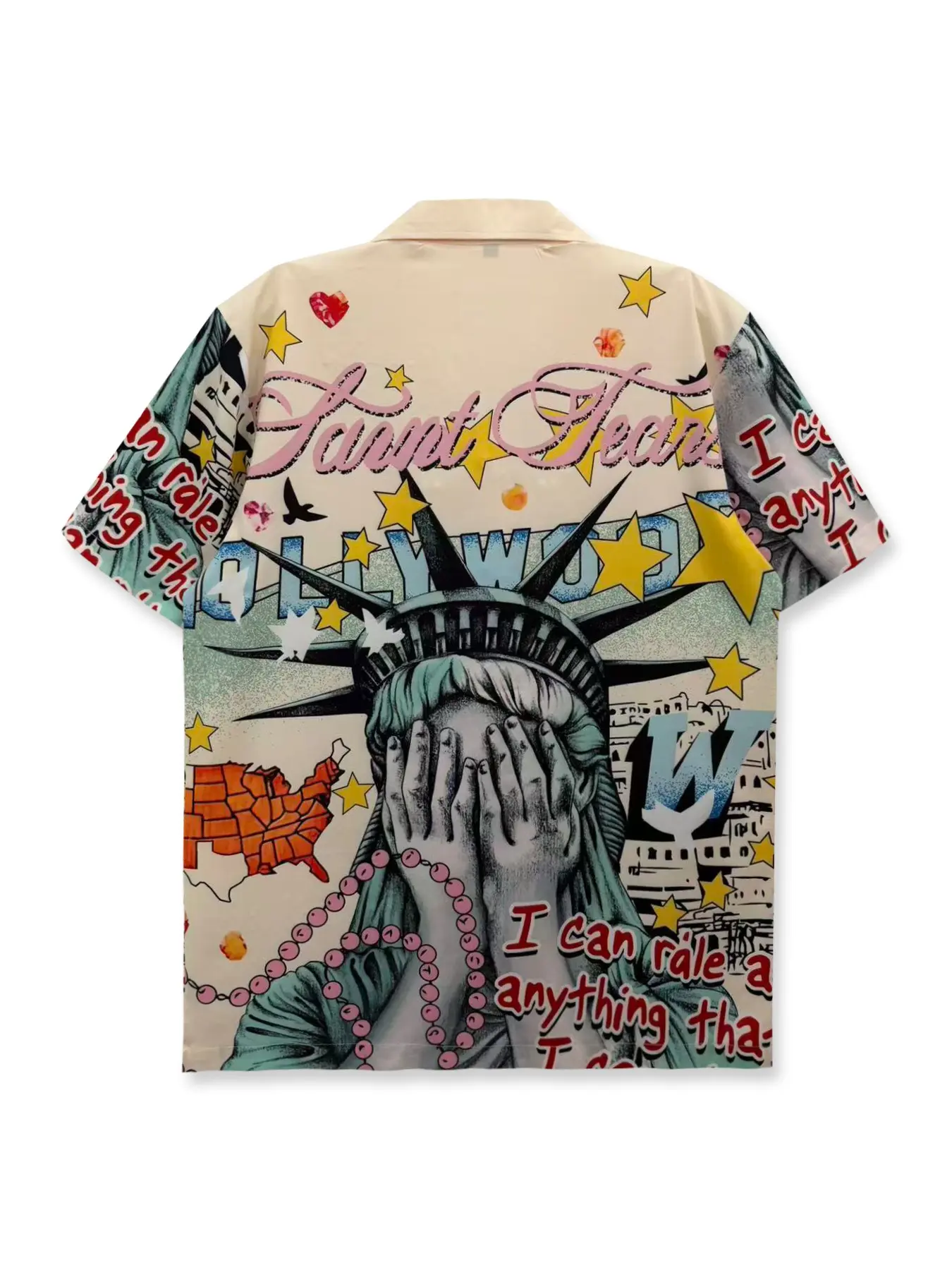 Graphic Printed Loose Short Sleeve Fitted Shirt, Fun Statue of Liberty and Inspirational Motivational Shirt, Casual Vacation Wear, Youth Fashion Top, Valentine's Gift, Beach Shirt, Hawaiian Clothing