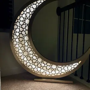 Ramadan Wooden Crescent Moon with Light- Available in 3 Sizes