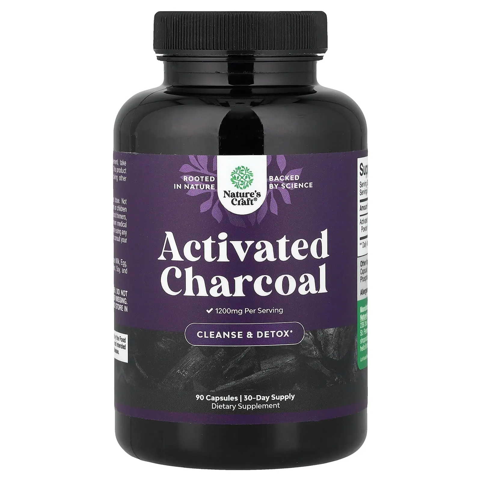 Nature's Craft Activated Charcoal, 90 Capsules (400 mg per Capsule) Nature's Craft Activated Charcoal, 90 Capsules (400 mg per Capsule)