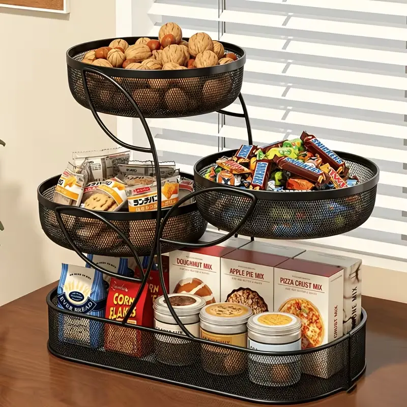4-Tier No-Installation Metal Cosmetic Storage Rack, Large-Capacity Home Organizer & Bathroom Organizer for Cosmetics, Toiletries, Fruits, Snacks - Suitable for Kitchens, Bathrooms, Indoor