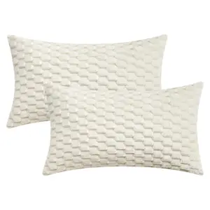 REGALWOVEN 2pcs Soft Decorative Throw Pillow Covers Fuzzy Plush Cushion Cover for Sofa Couch Bed Living Room 12 x 20 Inch White