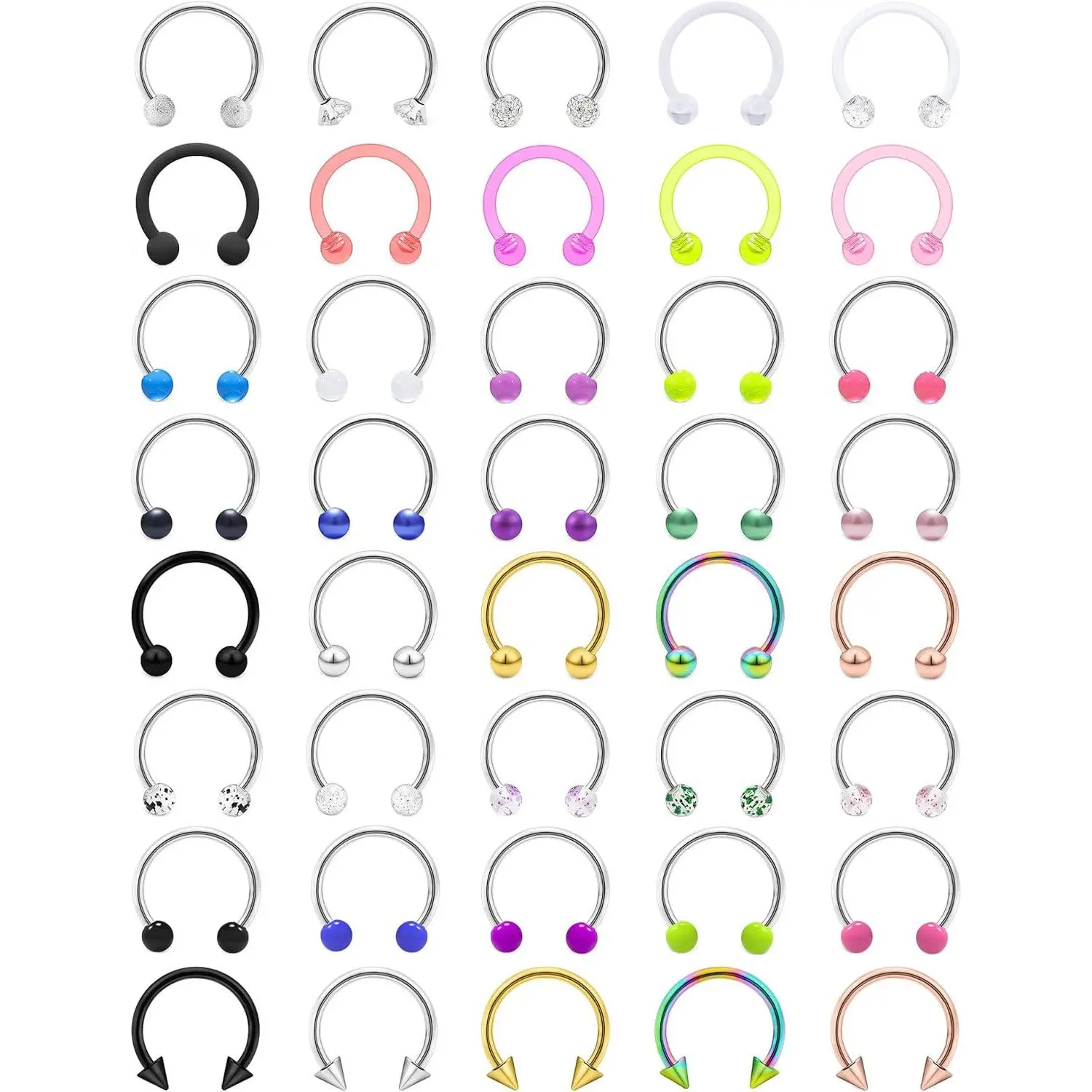 14G 16G 18G Septum Rings Piercing Jewelry 316L Stainless Surgical Steel Horseshoe Septum Nose Rings Snake Bite Lip Ring Daith Rook Earrings Smiley Piercing Jewelry for Women Men 8MM 10MM 12MM