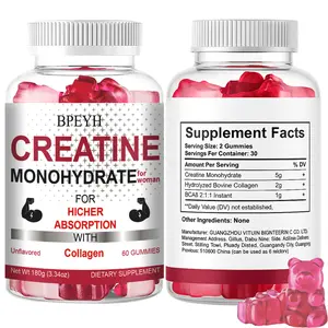 BPEYH Creatine Monohydrate for Women with Collagen & BCAA's - 60 Gummies for Muscle Growth, Higher Absorption, Colagen, Dietary, Fitness, Supplement, Edible, Protein,TikTok Shop
