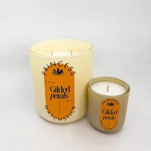 Princess Matchstick Gilded Petals Glass Container Candle Hand Poured Luminous Floral Scent 12 oz Premium Glass Vessel with Fine Fragrance Oils