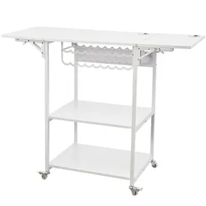 VEVOR Heat Press Table 3Tier Movable Heat Press Stand Foldable with Wheels White