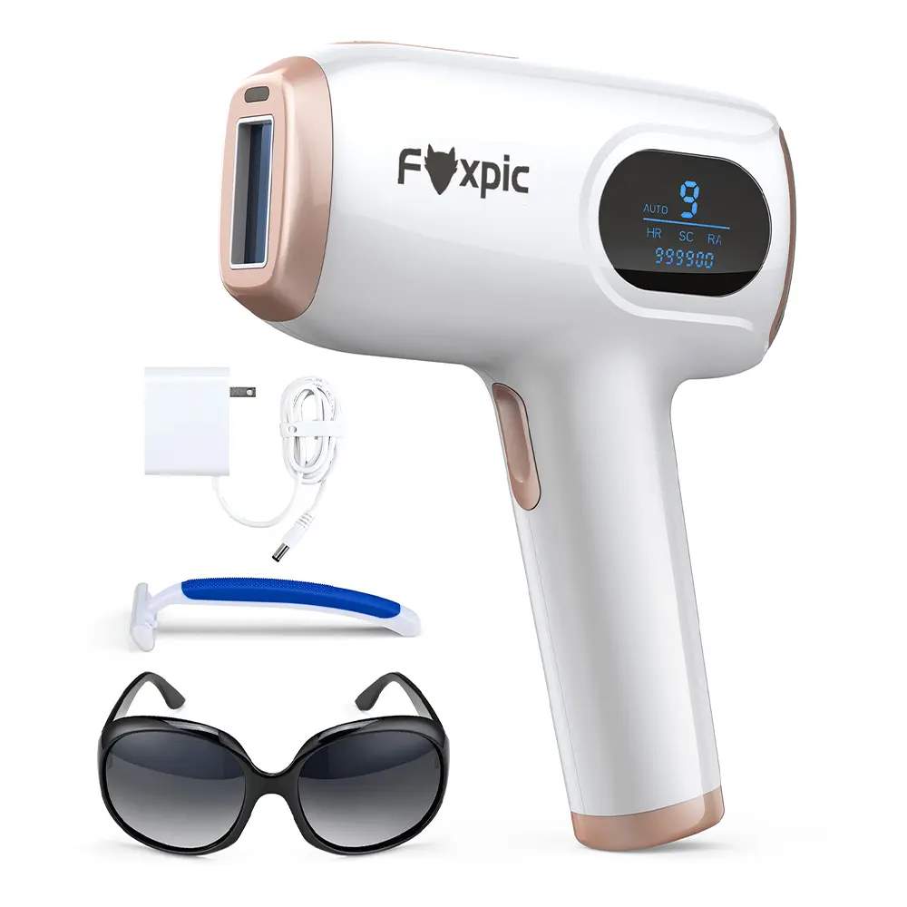 Foxpic 3-in-1 Adjustable Laser Hair Removal Gadget for Women, 9 Energy Levels, 999900 Flashes, At-Home Hair Removal Device for Smooth Legs & Body Comfort Gift, Body-Safe Hair Removal Devices