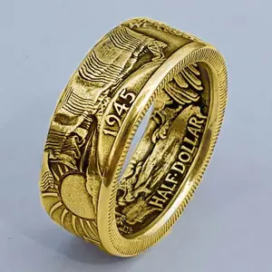 11mm Morgan 1945 Coin Number Ring - Trendy Unisex Hip-Hop Style Index Finger Ring