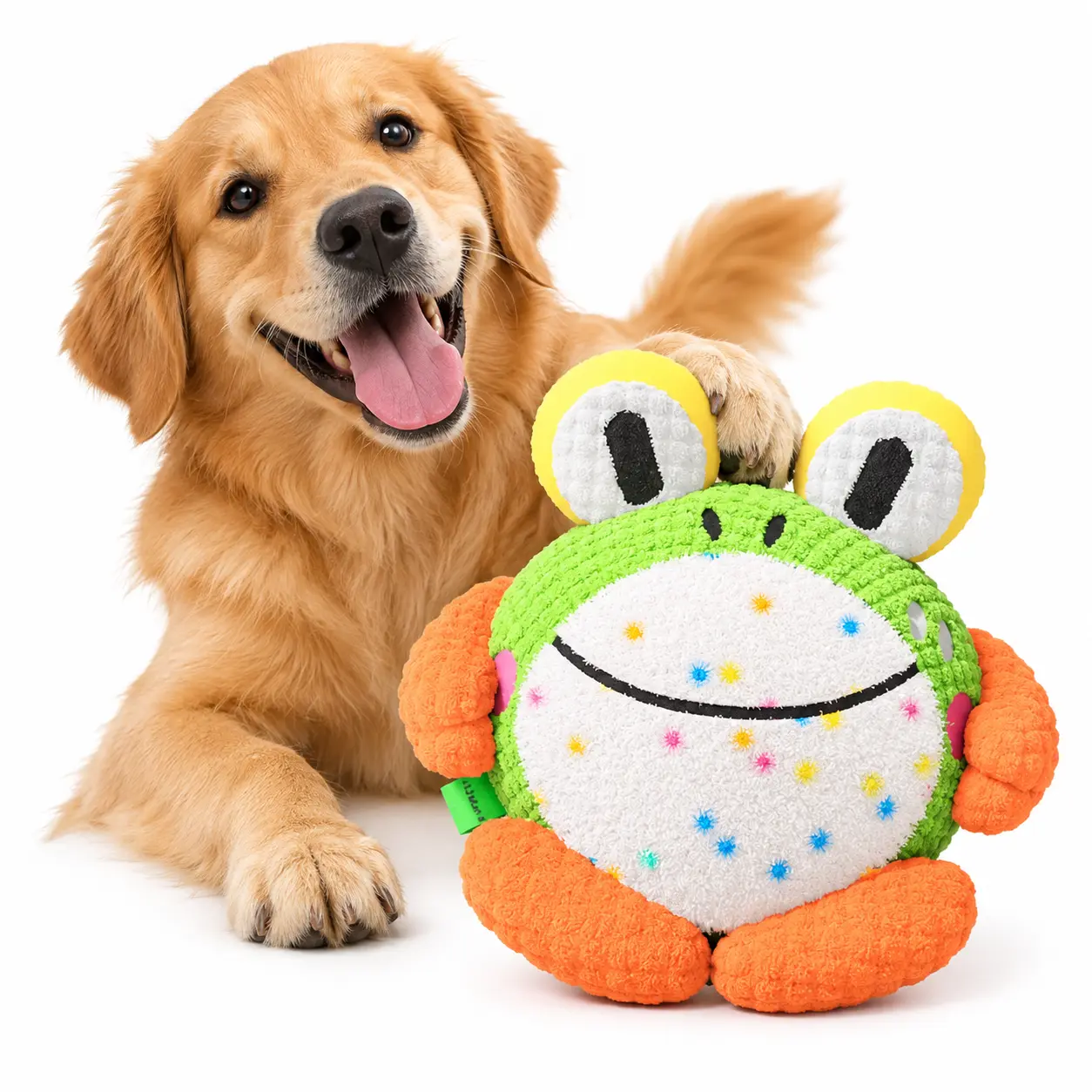 Rechargeable Croaking Fluffy Frog Bouncing Toy - Electric Motion-Activated Auto-Jump Plush Ball, 2026 Upgraded Musical Squeak Pet Toy, Universal Fit Boredom Breaker That Burns Calories for Dogs, Motion Sensor stimulation toy durable chew duty