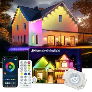 LED String Lights Waterproof,Music Sync RGB IP67 Outside Led Light Strips Waterproof with App and Remote for Roof, Party, Christmas, Party Decorations Outdoor Ambient Lighting Home Lighting