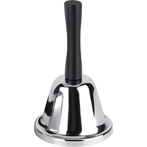 Loud Hand Bell, Silver Steel Hand Bells for Adults, Dinner Bells for Inside Classroom Bell, for Food Line, Alarm, Jingles, Ringing