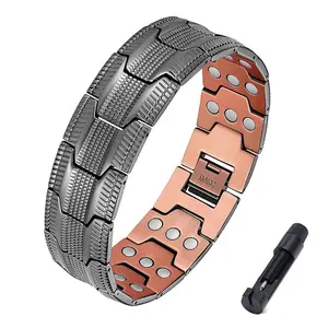 Men's Retro Magnetic Cuff Bracelet - Custom Fit, Circulation & Fatigue Relief, Adjustable Sizing Tool, Reliable Durability, Ideal for Daily Wear
