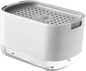 Soap Dispenser, 2-in-1 Pump, Sponge Included - White