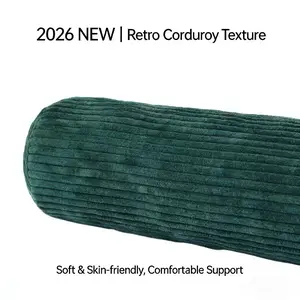 2026 Vintage Corduroy Cylinder Pillow in Dark, Soft and Washable Long Cushion for Sofa and Bedroom Decor, Trendy and Comfortable Home Accent