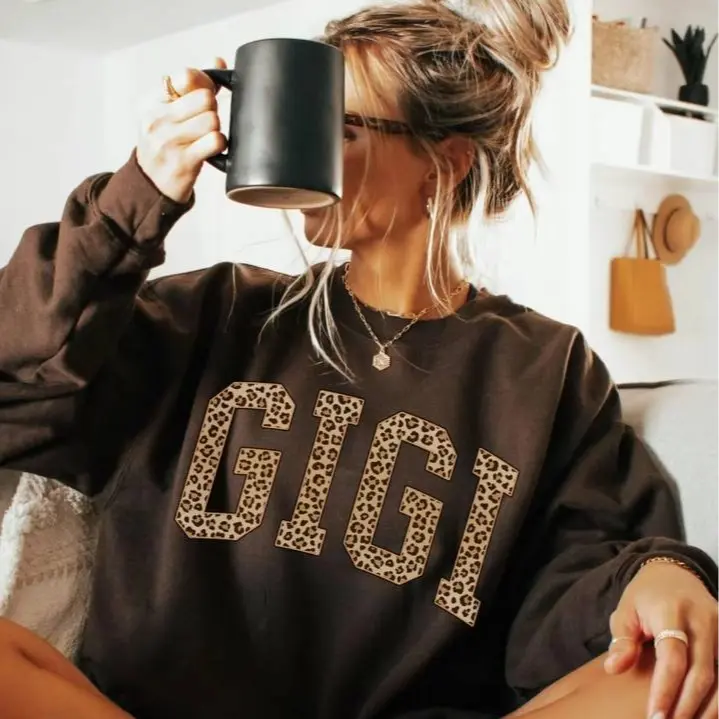 Gigi Sweatshirt, Gigi Leopard Print Sweatshirt,  Pullover Sweatshirt For Women
