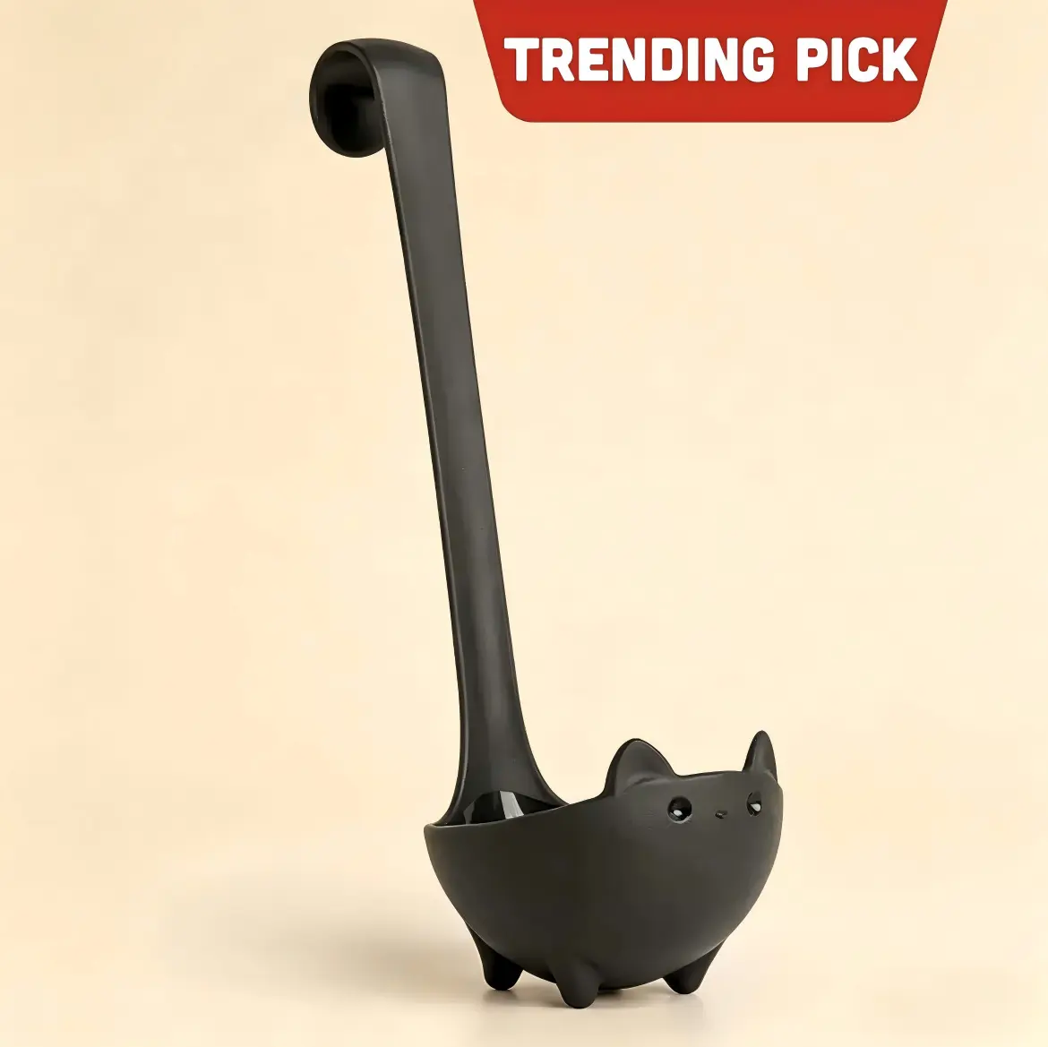 Cat-Shaped Ladle Spoon - Practical Kitchen Utensil for Everyday Use, Ideal Gift for Cat Lovers, Black Spoon
