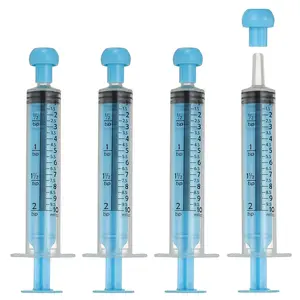 PETAXCELL Feeding Syringes with Cap, Plastic Syringes for Liquid Pet Feeding Measuring Tool No Needle 10ml, (Blue, 4pcs), Intended for Dog / Cat / Rabbits / Small Animal / Scientific Lab