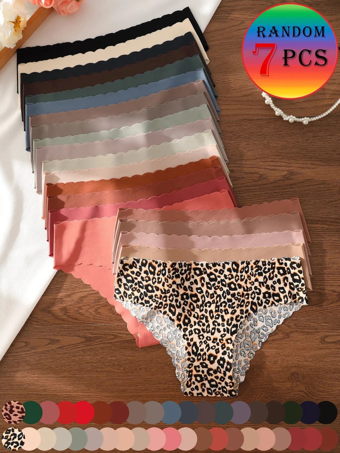7-pack women's underwear in random colors, multi-color, Seamless No Show, comfortable and skin-friendly, one-piece half-hip design, sports invisible briefs