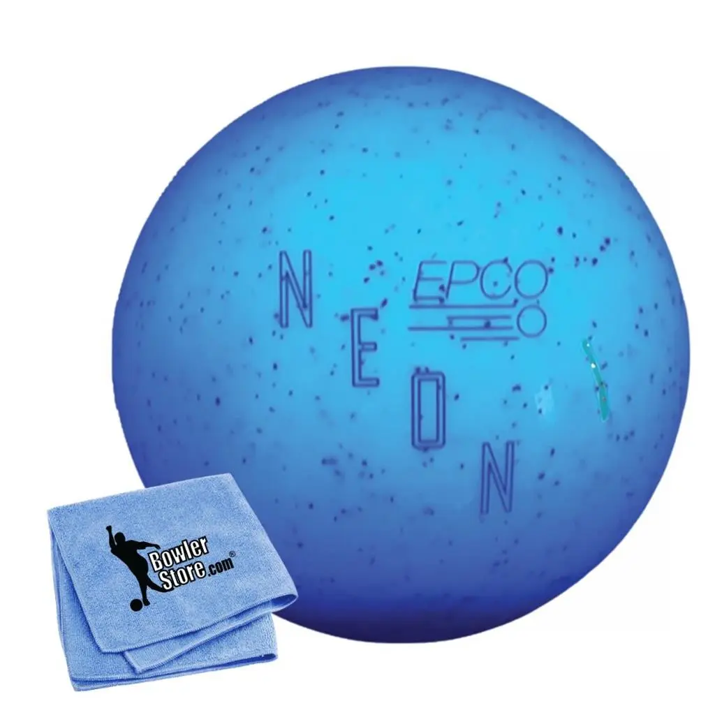 epco Solid Neon Speckled Candlepin Bowling Ball, Blue, 4½" Diameter, 2lbs.7oz, Includes Free Bowlerstore Microfiber Towel