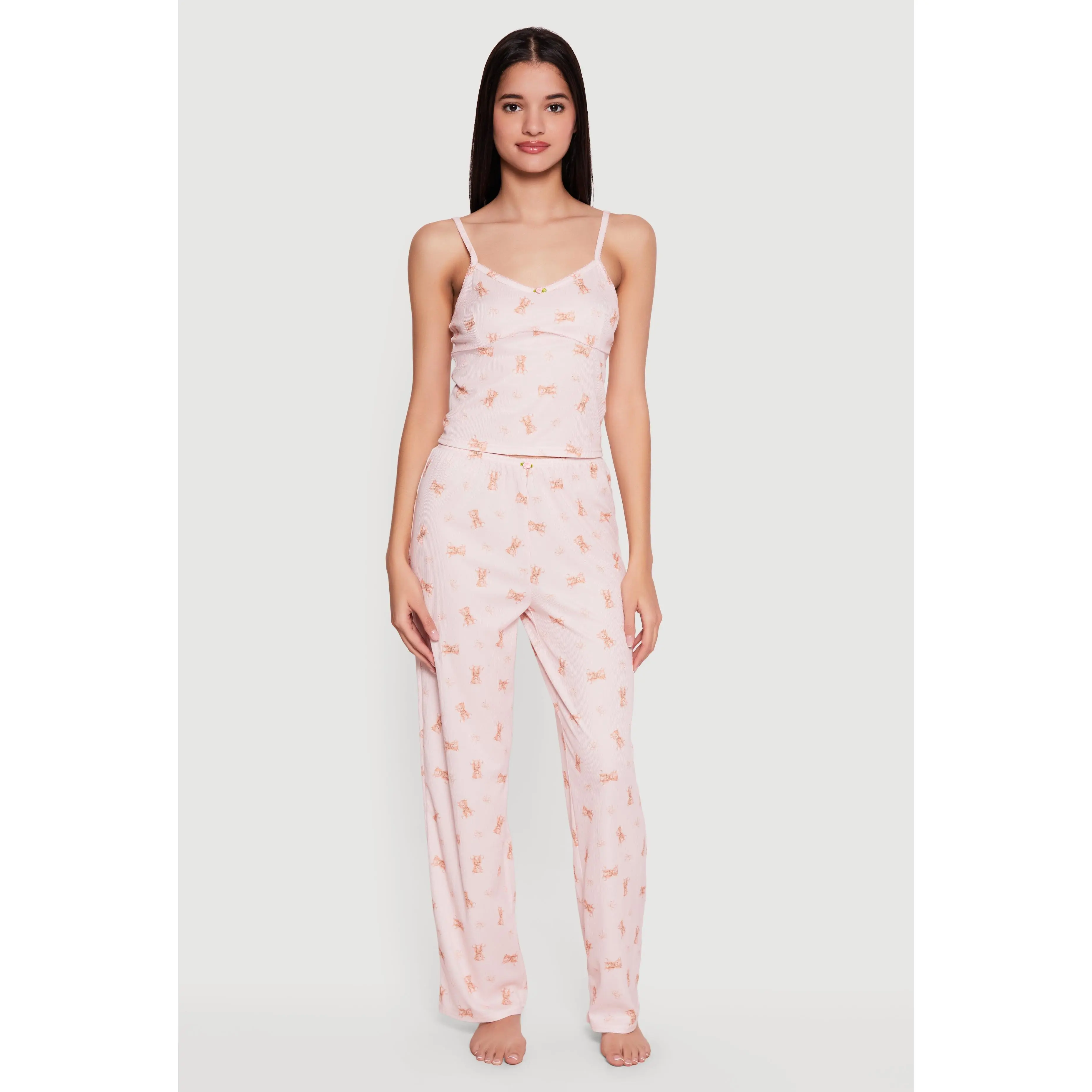 Teddy Bear Print Pajama Cami and Pants Set