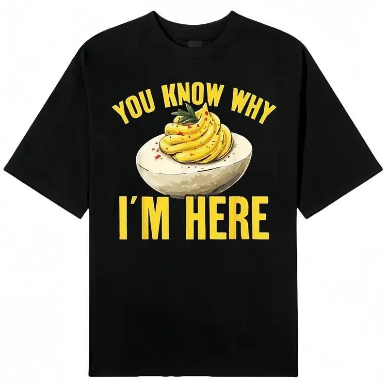 Men's Casual Graphic T-Shirt, "You Know Why I'm Here" Retro Print, Soft Cotton Fabric, Relaxed Fit Round Neck Top Made in USA