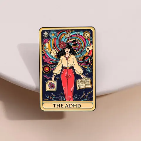 Adhd Awareness Enamel Pin Brooch for Mental Health, Mental Health Message, Flower Brooch Pin, Artistic Lapel Pin for Backpack and Clothing Accessories, Fashion Accessory, Stylish Jewelry Gift, Alloy Brooch Pin