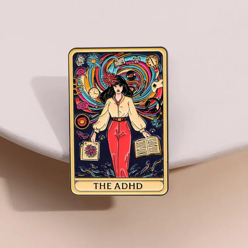 Adhd Awareness Enamel Pin Brooch for Mental Health, Mental Health Message, Flower Brooch Pin, Artistic Lapel Pin for Backpack and Clothing Accessories, Fashion Accessory, Stylish Jewelry Gift, Alloy Brooch Pin