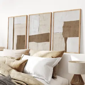 Neutral Wall Art, Brown Beige Wall Art, Large Abstract Wall Art, 3 Piece Wall Art Set Digital Art Prints Mid-Century Modern Wall Art Unframed
