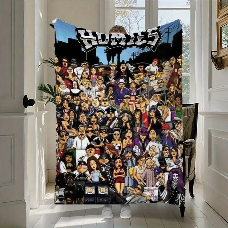 Homies Cholo Chicana Cozy Blanket  Urban Street Culture Flannel Blanket, Retro Cartoon City Life Throw Blanket, Hip Hop Inspired Fleece Blanket for Couch Bed Dorm Room, Soft Cozy Home Decor Gift