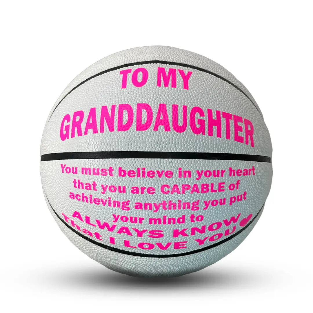 Custom To My Granddaughter Basketball Gift, Personalized White Basketball 28.5