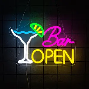 Bar Open Sign for Business, Neon Open Sign, Illuminated Sign Light, USB  Cocktails Neon Lights for Beer Bar Coffee Cafe Home Pub Man Cave Stores Hotel Party Window Wall Decor Restaurant