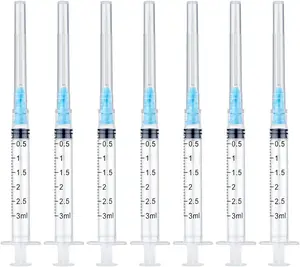 30 Pack 3ML/CC Plastic Syringe Set with 23Ga, Individually Sealed Packaging, for Scientific Lab, Industrial Dispensing and Liquid Measuring Application