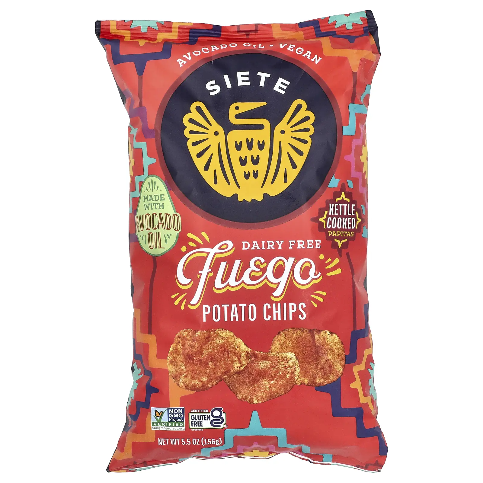 Siete Potato Chips, Fuego , 5.5 Oz (156 g) Siete Potato Chips, Fuego , 5.5 Oz (156 g)