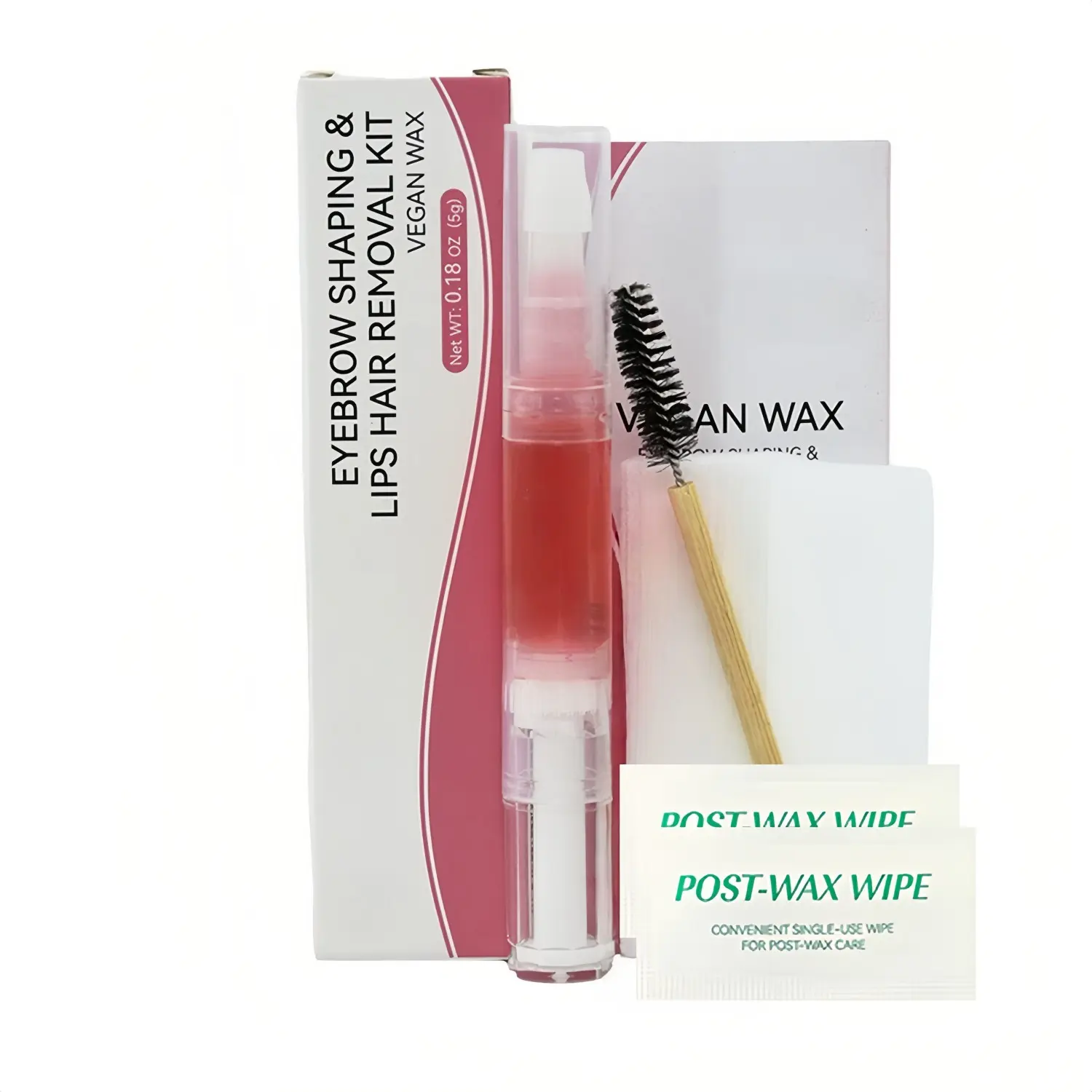 Eyebrow Shaper Wax Pen Kit for Easy Hair Removal - Non-Irritating Face Wax for Silky Smooth Skin, Includes Strips & Wipes, Cosmetic, Gentle, Face Wax Kit