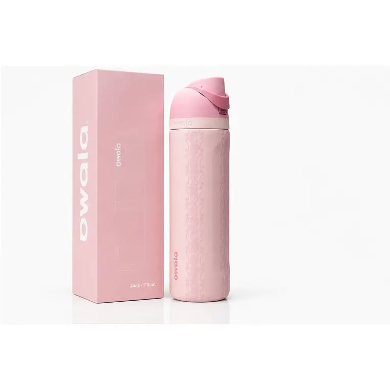Owala FreeSip Cowgirl Pink Core Limited Edition 24 oz Water Bottle, Cow Print Western Collection Leakproof Bottle with Built-In Straw and Carry Loop
