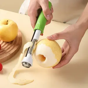 2 in 1 Apple Corer and Peeler, Apple Core Removal Tool, Stainless Steel Fruit Corer, Apple Seed Remover for Cored Apples, Pears, Bell Peppers and Cakes, Kitchen Gadget for Fruit and Vegetable