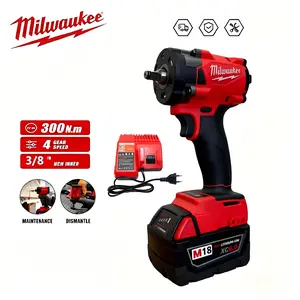 Milwaukee M18 FIW212 18V Cordless 1/2 Inch Electric Impact Wrench with Battery Charger, Compact High Torque Power Tool for Auto Repair & Vehicle Maintenance