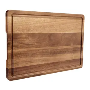 18" x 12" Large Acacia Cutting Boards for Kitchen, Wood Cutting Board with Juice Groove, Butcher Block Wooden Chopping Board for Kitchen, Meat, Cheese, Fruit & Vegetables