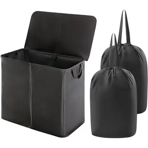 Extra-Large 129L Dual Laundry Hamper with Lid & Removable Bags, Divided Clothes Basket for Bedroom, Bathroom, College Dorms, Laundry Basket Organizer