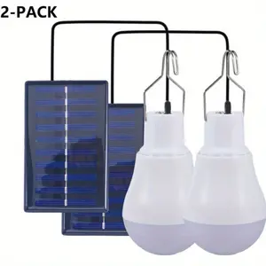 2 Pack Outdoor Led Solar Panel Powered Tent Lights Yard Portable Camping Bulb Lights for Garden, Patio, Porch, Garage, Outdoor Lighting Home Led Shed Lights Camping Tent Lights