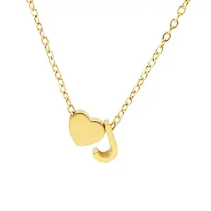 PolarEve Gold Initial Heart Necklace A–Z Personalized Letter Name Pendant, Dainty Heart Jewelry, Name Necklace for Women & Girls, Birthday Anniversary Christmas Gifts