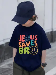 Tween Boy Graphic Print Casual Short Sleeve T-Shirt, Suitable For Young Students, Funny Graphic Tees