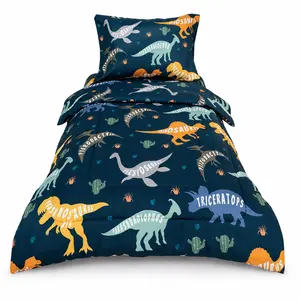 Toddler Bedding Set, 4 Pieces Cartoon Style for All Seasons, Includes Plush Minky Comforter, Flat and Fitted Sheets, Reversible Pillowcase for Girls and Boys【MothersDayGift】