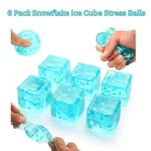 6 Pack Snowflake Ice Cube Stress Balls – Squishy Fidget Toys for Kids & Adults, Sensory Slow Rise Balls for Anxiety Relief, Birthday Party Favors, Classroom Prizes & Gifts