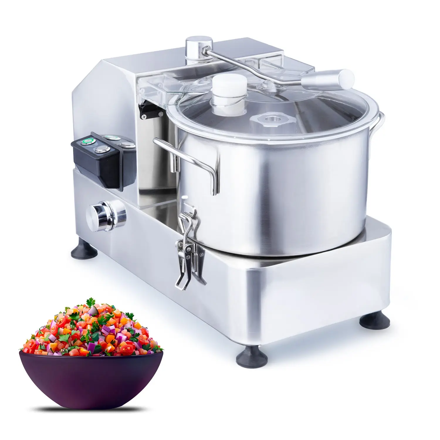 Hakka 6L Commercial Vegetable Cutter - 1800W High-Powered Countertop Full-Size Food Processor with Multi-Setting Speed Control, Removable Dual Blades, Lid, Motor, Cutter Attachment Full-Size Food Processors, Dual Blade Full-Size Food Processors