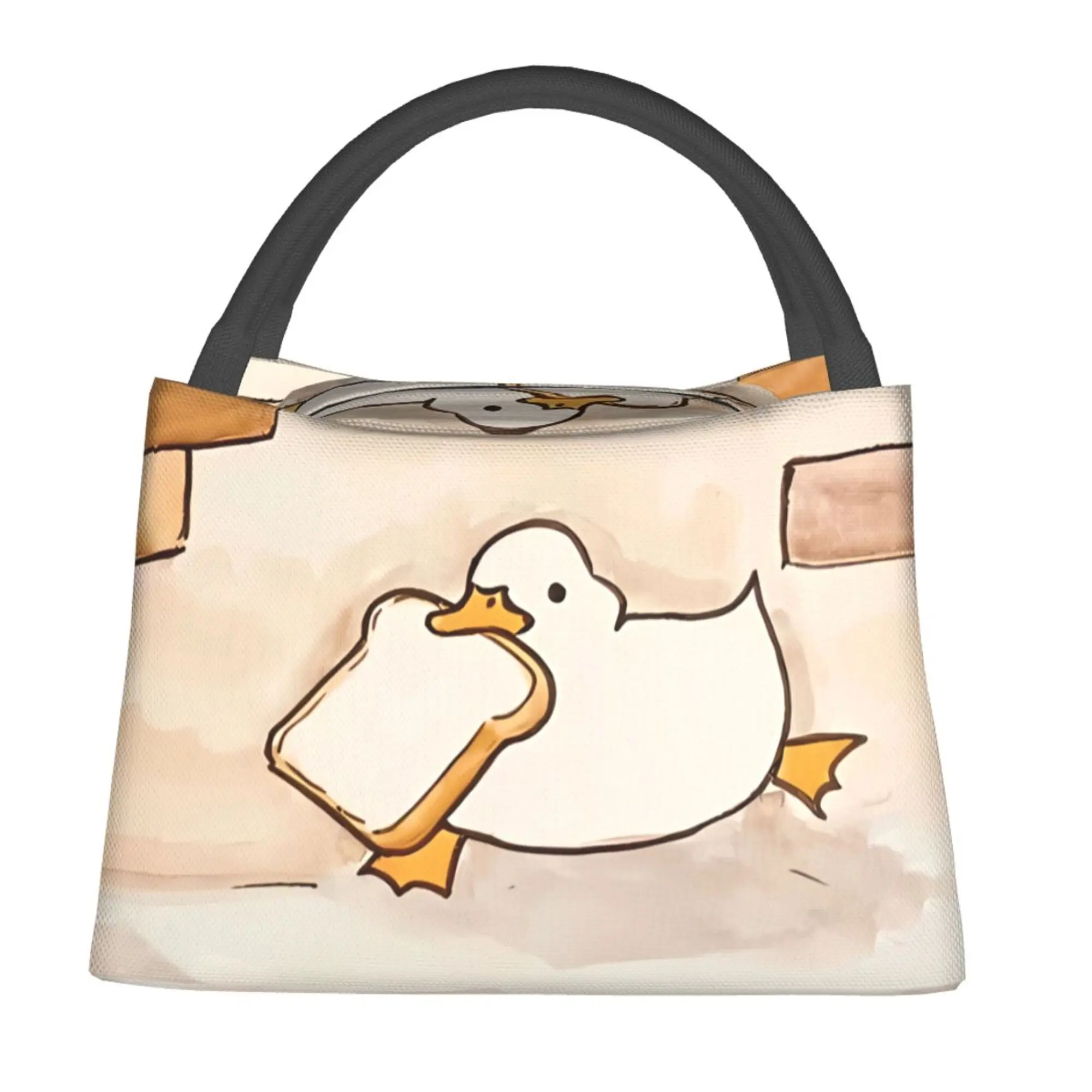 Lunch box, lunch bag, reusable portable insulation bag, insulation bag,Ducks eat bread pattern, suitable for outdoor camping, work, school, fitness