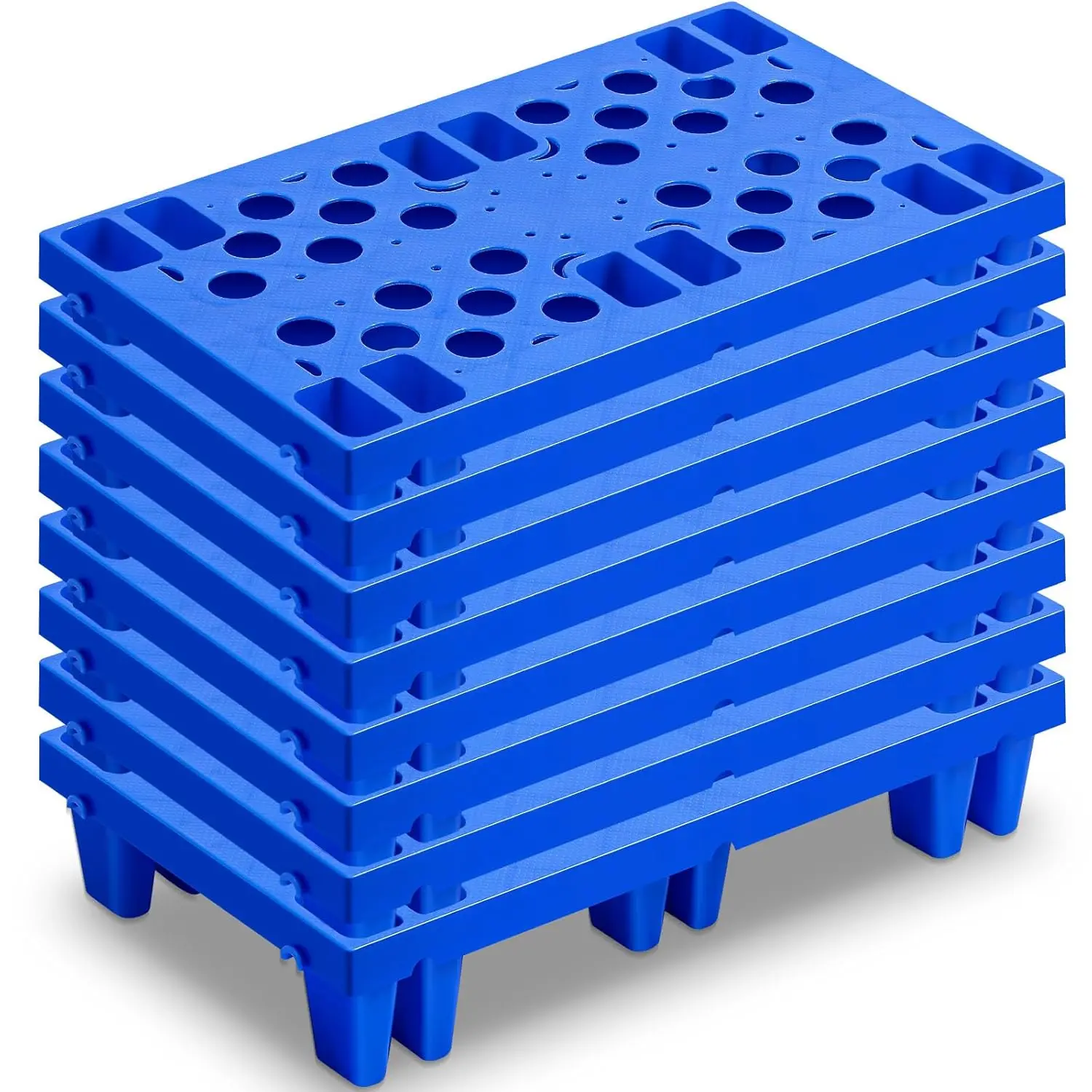 8 count Plastic Pallets for Basement Storage Nestable   Lightweight Floor Pallets with Breathable Grid for Indoor Outdoor Supermarket Warehouse (19.6 x 11.8 x 3.9 Inch,Blue)