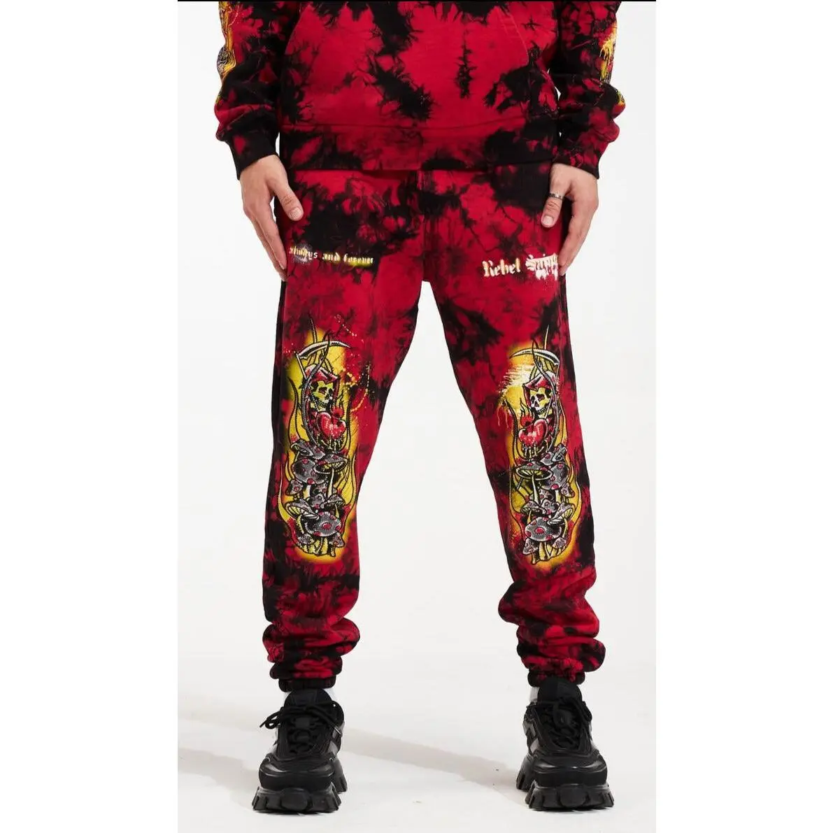 Men's 100% Cotton Multi-Color Graphic Reaper Print Sweatpants - Mid Waist, Drawstring, Fashion Casual Athleisure Pants, Machine Washable for Urban All-Season Wear